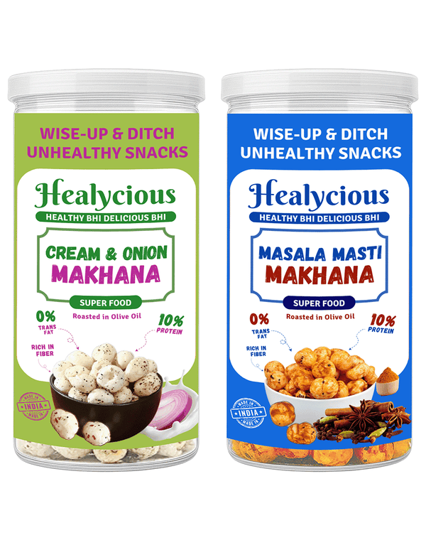 Cream and Onion & Masala Masti Makhana | 80g x 2 - Healycious