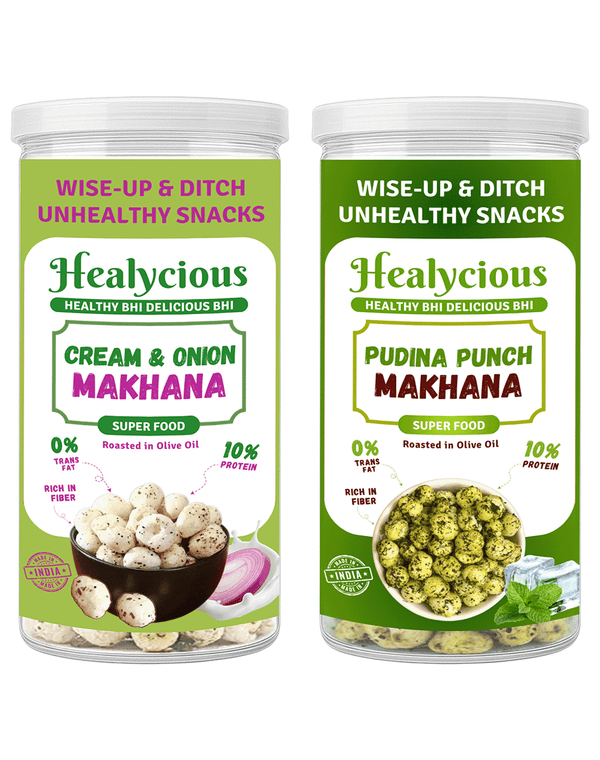 Cream and Onion & Pudina Punch Makhana | 80g x 2 - Healycious