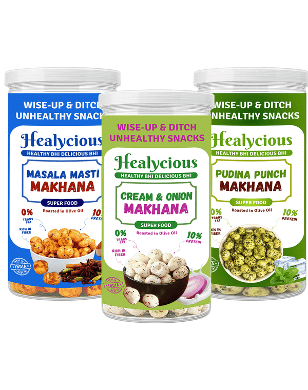 Cream & Onion, Masala Masti, Pudina Punch Makhana | 80g x 3 - Healycious