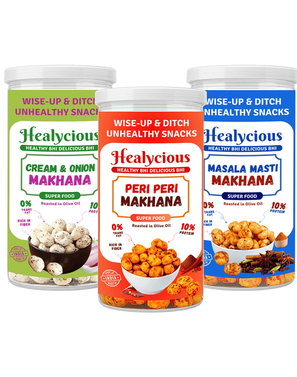 Peri Peri, Cream & Onion, Masala Masti Makhana | 80g x 3 - Healycious