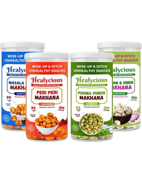 Peri Peri, Cream & Onion, Masala Masti & Pudina Punch Makhana | 80g x 4 - Healycious
