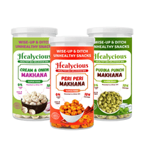 Peri Peri, Cream & Onion, Pudina Punch Makhana | 80g x 3 - Healycious